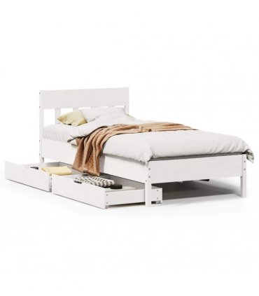 vidaXL Bed Frame without Mattress White 75x190 cm Solid Wood Pine