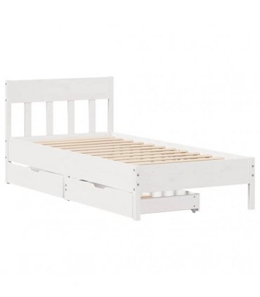 vidaXL Bed Frame without Mattress White 75x190 cm Solid Wood Pine