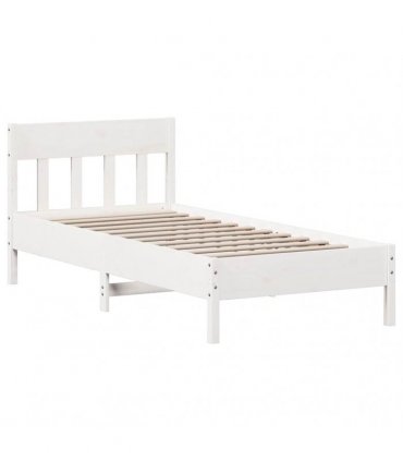 vidaXL Bed Frame without Mattress White 75x190 cm Solid Wood Pine