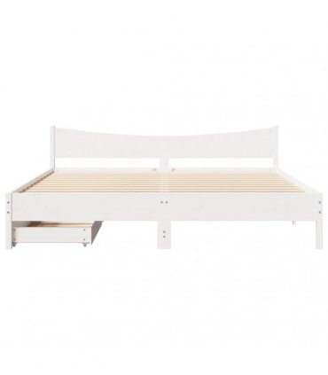 vidaXL Bed Frame with Drawers White 200x200 cm Solid Wood Pine