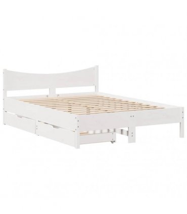 vidaXL Bed Frame with Drawers White 150x200 cm Solid Wood Pine