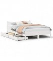 vidaXL Bed Frame with Drawers White 120x200 cm Solid Wood Pine