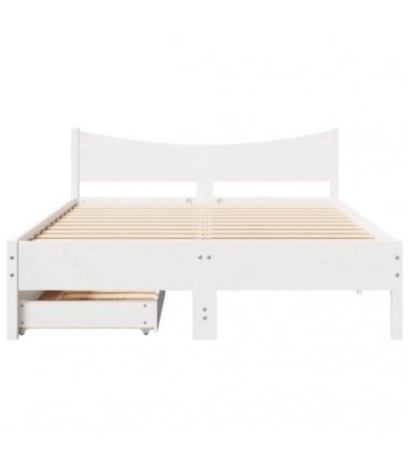 vidaXL Bed Frame with Drawers White 120x200 cm Solid Wood Pine