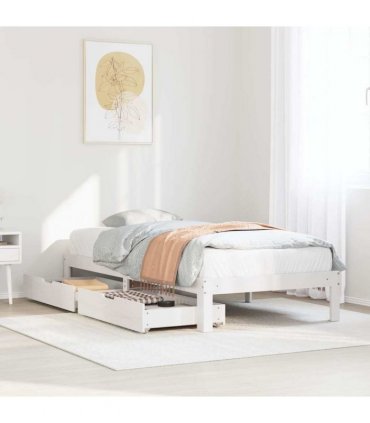 vidaXL Bed Frame with Drawers without Mattress White 100x200 cm