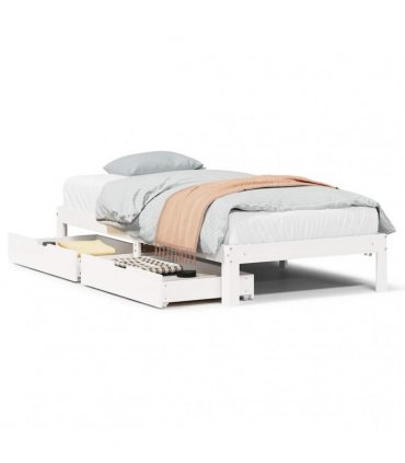 vidaXL Bed Frame with Drawers without Mattress White 100x200 cm
