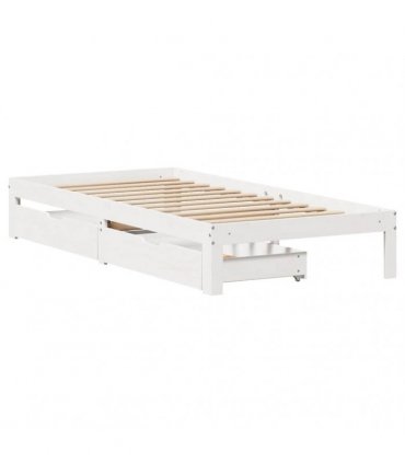 vidaXL Bed Frame with Drawers without Mattress White 100x200 cm