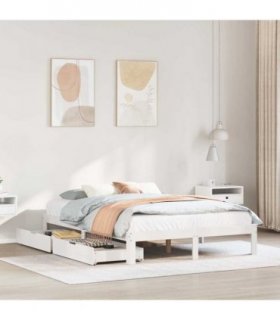 vidaXL Bed Frame with Drawers without Mattress White 150x200 cm