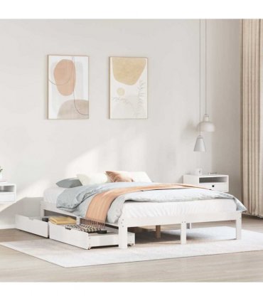 vidaXL Bed Frame with Drawers without Mattress White 150x200 cm