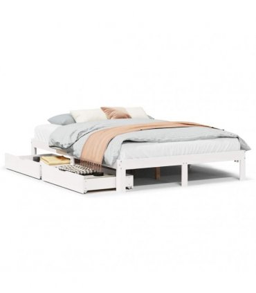 vidaXL Bed Frame with Drawers without Mattress White 150x200 cm