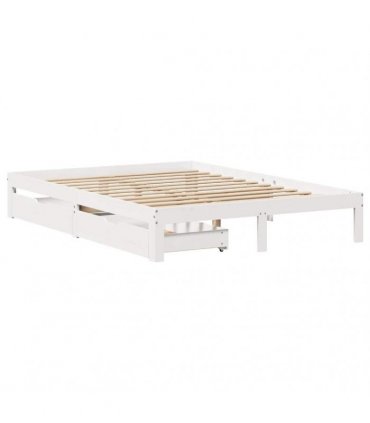 vidaXL Bed Frame with Drawers without Mattress White 150x200 cm