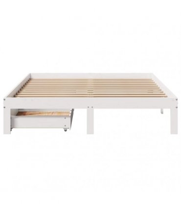 vidaXL Bed Frame with Drawers without Mattress White 150x200 cm