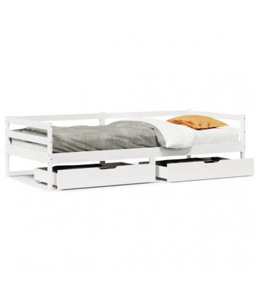 vidaXL Daybed with Drawers without Mattress White 90x200 cm Solid Wood