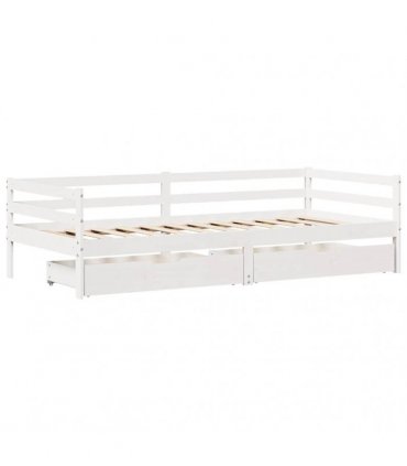 vidaXL Daybed with Drawers without Mattress White 90x200 cm Solid Wood