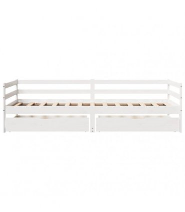 vidaXL Daybed with Drawers without Mattress White 90x200 cm Solid Wood