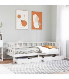 vidaXL Daybed with Drawers without Mattress White 80x200 cm Solid Wood