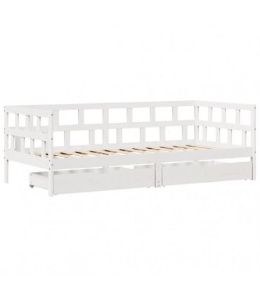 vidaXL Daybed with Drawers without Mattress White 80x200 cm Solid Wood