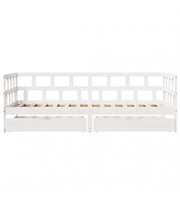 vidaXL Daybed with Drawers without Mattress White 80x200 cm Solid Wood