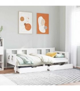 vidaXL Daybed with Drawers without Mattress White 80x200 cm Solid Wood