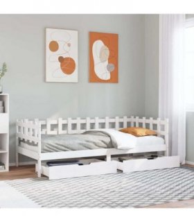 vidaXL Daybed with Drawers without Mattress White 80x200 cm Solid Wood