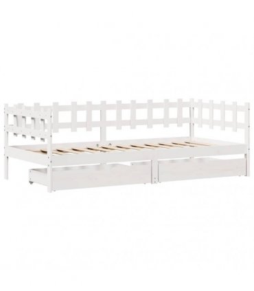 vidaXL Daybed with Drawers without Mattress White 80x200 cm Solid Wood