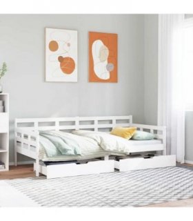vidaXL Daybed with Drawers without Mattress White 90x200 cm Solid Wood
