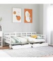 vidaXL Daybed with Drawers without Mattress White 90x200 cm Solid Wood