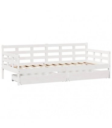 vidaXL Daybed with Drawers without Mattress White 90x200 cm Solid Wood