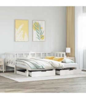 vidaXL Daybed with Trundle and Drawers without Mattress White 90x190cm