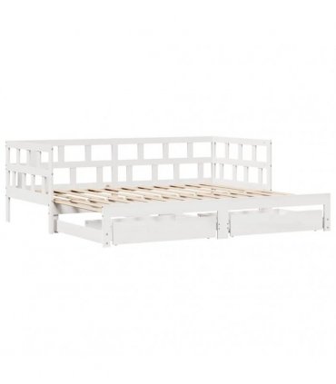 vidaXL Daybed with Trundle and Drawers without Mattress White 90x190cm