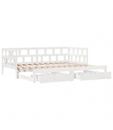 vidaXL Daybed with Trundle and Drawers without Mattress White 90x190cm