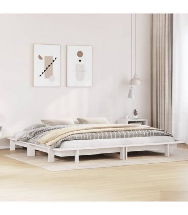 vidaXL Bed Frame without Mattress White 200x200 cm Solid Wood Pine