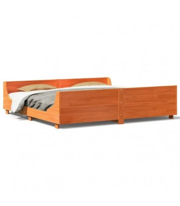 vidaXL Bed Frame without Mattress Wax Brown 200x200 cm Solid Wood Pine