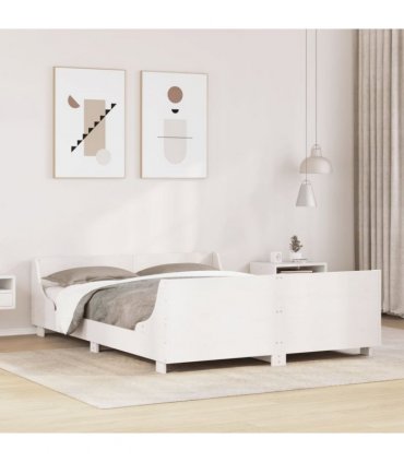 vidaXL Bed Frame without Mattress White 150x200 cm Solid Wood Pine