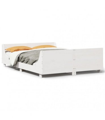 vidaXL Bed Frame without Mattress White 135x190 cm Solid Wood Pine