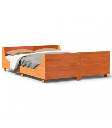 vidaXL Bed Frame without Mattress Wax Brown 135x190 cm Solid Wood Pine
