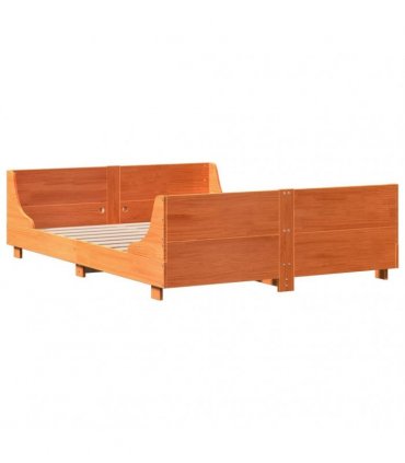 vidaXL Bed Frame without Mattress Wax Brown 135x190 cm Solid Wood Pine