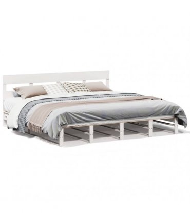 vidaXL Bed Frame without Mattress White 200x200 cm Solid Wood Pine