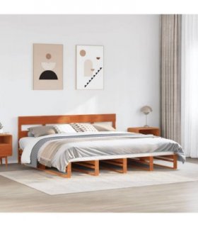 vidaXL Bed Frame without Mattress Wax Brown 200x200 cm Solid Wood Pine