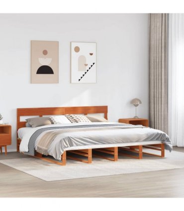 vidaXL Bed Frame without Mattress Wax Brown 200x200 cm Solid Wood Pine
