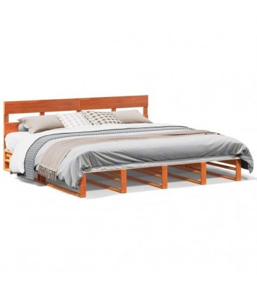 vidaXL Bed Frame without Mattress Wax Brown 200x200 cm Solid Wood Pine