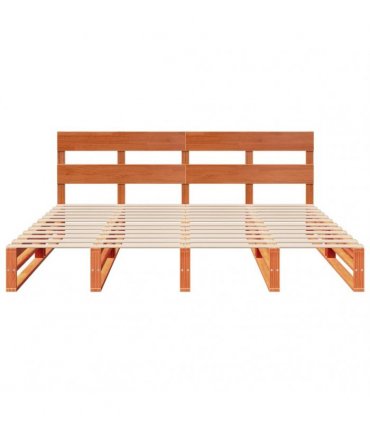 vidaXL Bed Frame without Mattress Wax Brown 200x200 cm Solid Wood Pine