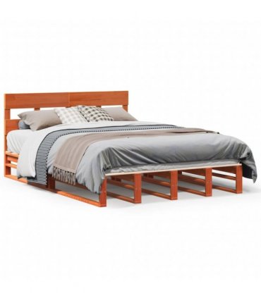vidaXL Bed Frame without Mattress Wax Brown 120x190 cm Solid Wood Pine