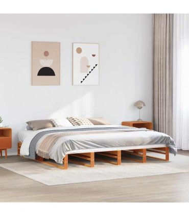 vidaXL Bed Frame without Mattress Wax Brown 180x200 cm Solid Wood Pine