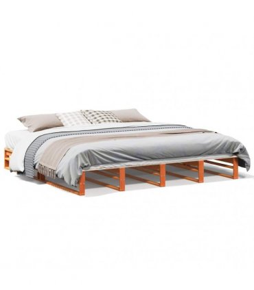 vidaXL Bed Frame without Mattress Wax Brown 180x200 cm Solid Wood Pine