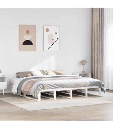 vidaXL Bed Frame without Mattress White 200x200 cm Solid Wood Pine