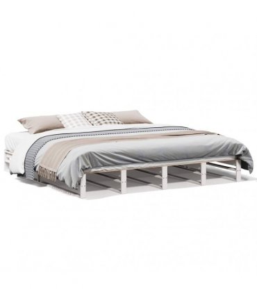 vidaXL Bed Frame without Mattress White 200x200 cm Solid Wood Pine