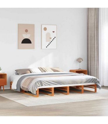 vidaXL Bed Frame without Mattress Wax Brown 200x200 cm Solid Wood Pine