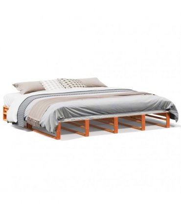 vidaXL Bed Frame without Mattress Wax Brown 200x200 cm Solid Wood Pine