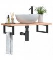 vidaXL Basin Shelf Wall Mounted Steel and Solid Wood Beech