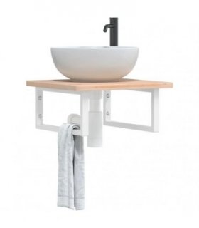 vidaXL Basin Shelf Wall Mounted Steel and Solid Wood Oak